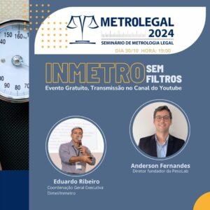 Divulgação do Webinar INMETRO SEM FILTROS com especialistas em metrologia para oficinas e fabricantes.